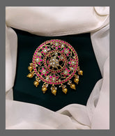 Ruby Peacock and Flower Pendent in Kundan - KP00101